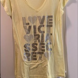 PINK Victoria’s Secret V-Neck tee in light yellow